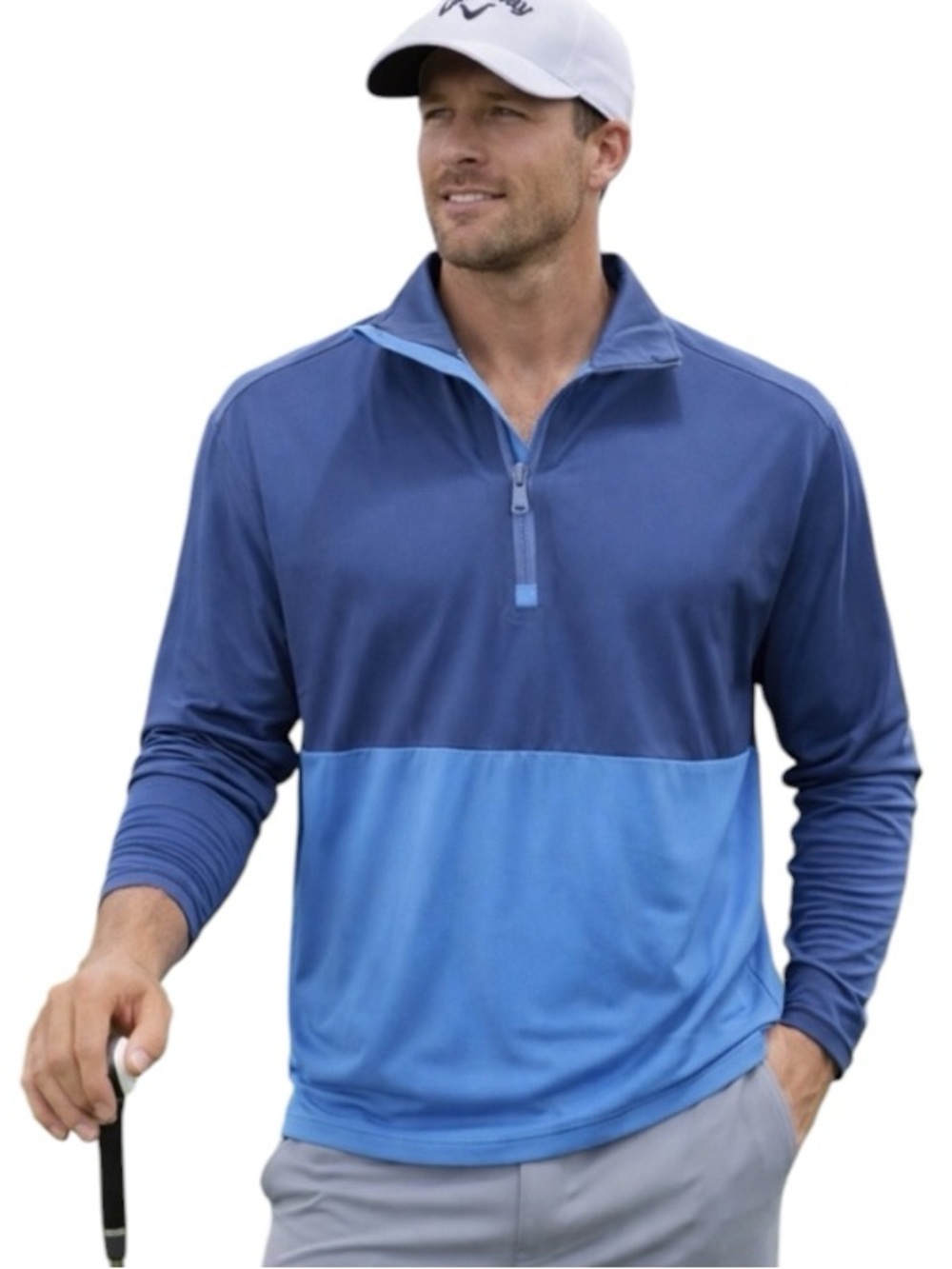 Ralph Lauren RLX Blue/Navy Colorblock Half-Zip Pullover Athletic Golf Preppy